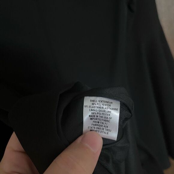 Milly Women's V-Neck Bell Sleeve Keyhole Back Fully Lined Shift Dress Black Sz 6 - Picture 10 of 11